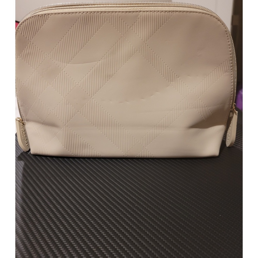 Burberry Beauty Beige Makeup Bag with Zipper Cosmetic Case Travel Organizer - Picture 3 of 6